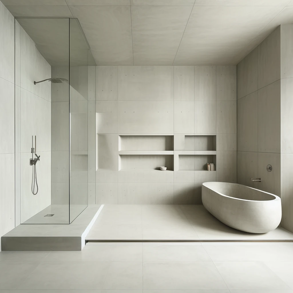 Baño moderno reformado con microcemento sin juntas en Madrid
